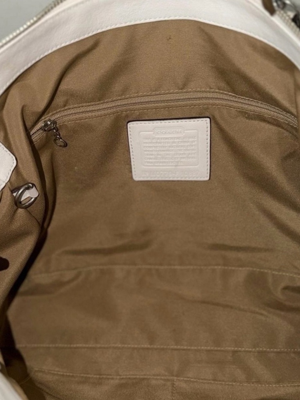 Coach Off White Pebbled Leather Chelsea Zip Satchel Handbag Women’s - Picture 4 of 10